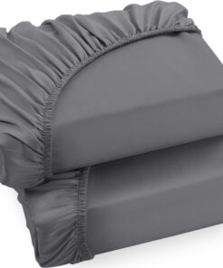 Utopia Bedding 2er Spannbettlaken 180x200cm Grau Gebürstete Mikrofaser OEKO-TEX Standard 100 Tiefe Tasche 35 cm