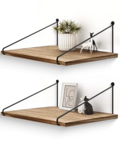 Afuly Wandregal Rustikal Holz Schwarz Metall 42x30cm 2er Set