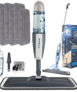 Bodenwischer Mopps Trocken-Nassmopp 6 Waschbare Mikrofaserbezug Sprühfunktion für Hartholz Vinyl Laminat Keramik Fliesen