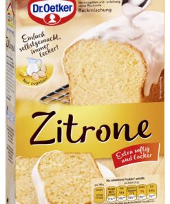 Dr. Oetker Zitronen Kuchen Backmischung für Rührkuchen - vegetarisch - gelingsicheres Zubereiten - 485 g