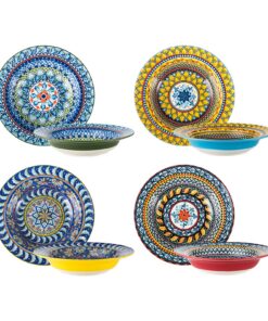 HENXFEN LEAD Porzellan Suppenteller 4er Set 550ml Bohemian Style
