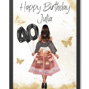 Papierschmiede® Geldgeschenk zum 40. Geburtstag | Look Änderbar! | Geschenk für Frau