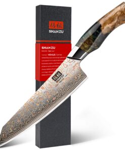 VENUS SHAN ZU Damastmesser aus Kupfer Kochmesser - 33 Schichten Damaststahl & Kupfer Handgeschmiedet - Profi Küchenmesse