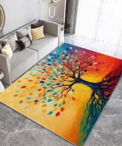 Generisch Teppich Wohnzimmer Bunt Ölgemälde Lebensbaum 3D Pflegeleicht Generisch Teppich Wohnzimmer 80 x 150 cm Kurzflor