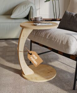 Sugodesign Rollentisch Couchtisch C Form, stilvoller Beistelltisch für Wohn- und Couchbereich, praktische Ablagefläche i