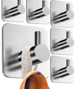 4smile Self-adhesive Edelstahl Handtuchhalter - Für Badezimmer, 6er Set, Silber - Hohen Tragkraft, Wasserfeste Haken, id