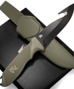 Wolfgang's WHUNTER 2 Jagdmesser - Feststehende Klinge mit Aufbrechhaken - Robuste Eisnadelung - Outdoor-Survival-Angelme