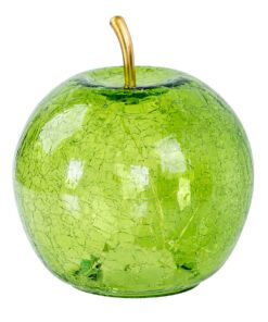 LED Apfel Dekolampe Grün Crackle Look Timer Funktion Tischlampe H17cm