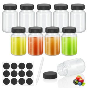 Zum Befüllen: 10 Stück Kleine Glasflaschen 60 ml mit Deckel, Stift und Etiketten für Ingwer, Saft, Öle und Likör