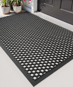 Schuhschutzmatte DEXI für Außenerste, Rutschfest Gummi, Wasserdicht 80x120cm, Schwarze Türmatte,ideal für Haustür und Ei