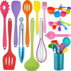 HaWare Küchenhelfer, Hitzebeständig Kochutensilien Set für Kochen und Backen - Spülmashinenfest, Antihaft, 21 Stück Bunt