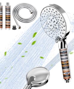 30 Schichten Duschkopf mit Filter für Hartes Wasser, Rest-Chlor, Bakterien und Schwermetalle, Wassersparend mit 9 Strahl