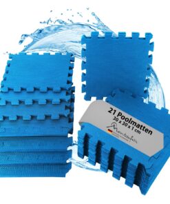 Montafox Pool-Unterlegmatte 1,95 m² – 21 Stück (30×30×1 cm), 1 cm dick – Bodenschutz für Pool, Whirlpool & Plantschbecke