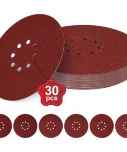 30 Stück 225mm Klett-Schleifpapier, Körnung 8-240, ideal für Trockenbauschleifer, Exzenterschleifer und Schleifgiraffe (