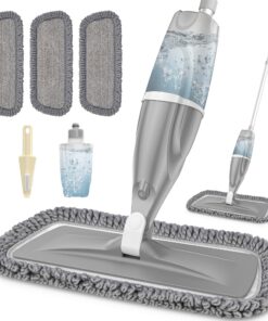 EXEGO Sprühfunktion Bodenwischer – Nass- und Staubwischer mit 3X Wischpads für Schnelle Reinigung von Hartholz, Marmor u