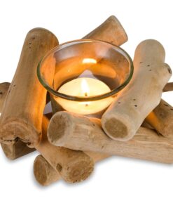 Sziqiqi Rustikale Kerzenständer Holz Vintage Treibholz - Teelichthalter für Wohnzimmer & Hochzeit