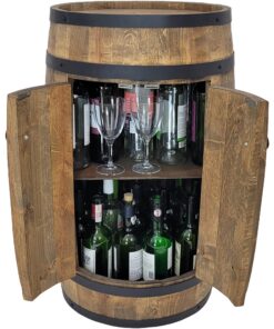 weeco Holzfass XL Fassbar mit 2 Türen - Handgemacht Vintage Hausbar Whisky Wein