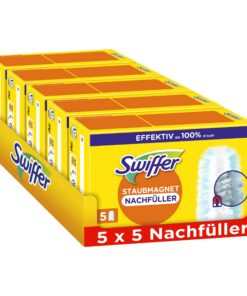 Swiffer Staubmagnet Nachfüllpackung, 25 Tücher (5×5), Fängt Und Schließt 3-mal Mehr Staub Und Haare Ein Als Herkömmliche