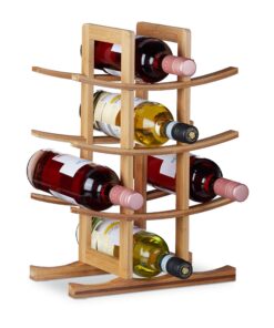 Relaxdays kleiner Weinständer Bambus, 12-Flaschen-Capacity, 4 Ebenen, HBT 42,5x30x16cm, naturmäßig designiert