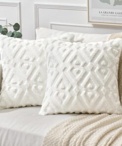 MIULEE Weihnachten Wolle Kissenbezüge für Schlafzimmer Cremeweiß 40x40cm Geometrisch Aesthetic Boho Deko