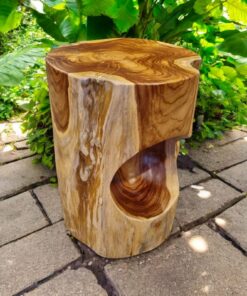 Kinaree Wurzelholz Beistelltisch SALAVAN - massiver Teak Hocker, ideal für Wohnzimmer und Schlafzimmer als Podest oder B