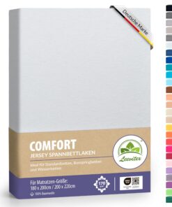 Leevitex® Premium Spannbettlaken 100% Mako-Jersey-Baumwolle - Weiß - OEKO-TEX STANDARD 100 - Boxspringbett & WasserbettC