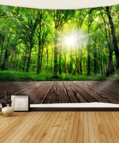 Daesar Wandbehang 240x220, NaturGrün Wald, Kinderzimmer & Outdoor, Stoff-Verschnürung, Polyesterschicht, Outdoor-Anwendu