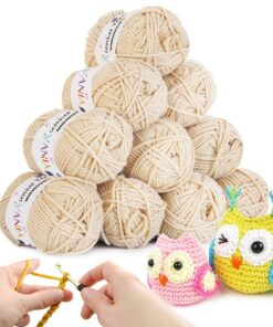 YINVA Häkelgarn für Anfänger Creme Wolle zum Häkeln und Stricken 10Pcs x 35g