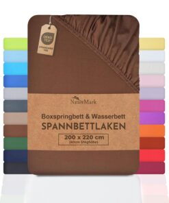 NatureMark Spannbettlaken für Boxspring- & Wasserbett 200 x 220 cm (40 cm Steghöhe) – 100% Baumwolle