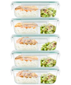Winter Shore Glas Meal Prep Boxen - 2-Fach-5er-Pack, Lebensmittelsicher, BPA-Frei & Auslaufsicher - Für Spurensiche Vorr