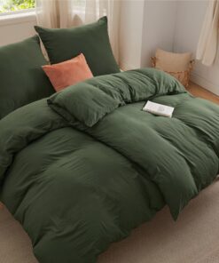 BEDSURE Bettwäsche Olivgrün 135x200 - Weiche Baumwollähnliche Set-80x80 Kissenbezüge OEKO-TEX Standard 100