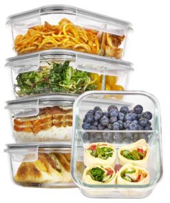 Vtopmart 5er Pack 975ml Glas Meal Prep Boxen mit Deckel - Mikrowelle, Ofen, Gefrierschrank & Spülmaschine sicher