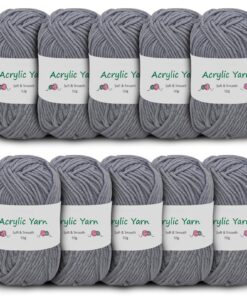 Baumwolle zum Häkeln - 500g Wolle von Socken- und Mützen-Häkelgarn, Grau (Nadelstärke 3,0-4,0 mm) Baumwolle zum Häkeln
