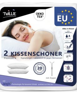 Aegis® Twillie Kissenbezug Wasserdichter - Öko-TEX® zert. - Kissenschutzbezug Atmungsaktiv, Hypoallergen, Anti-Milben, A