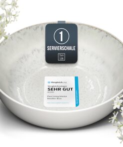 Steingut Servierschüssel Ibiza TESTSIEGER Groß Beige - Mediterrane Salatschüssel Traumhafte Bowl