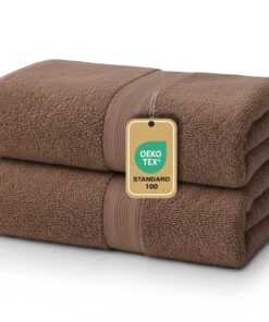 Leevitex® Duschtuch 2er Set weich und saugstark | Baumwollqualität | Schokobraun OEKO-TEX STANDARD 100 | 500 g/m² | 70 x