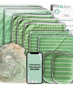 11 Bambus Mikrofasertücher XXL, Auswaschbar, für Fensterreinigung und Geschirrespülen | PREMIUM QUALITÄT, Reinigungstüc