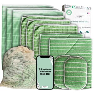 11 Bambus Mikrofasertücher XXL, Auswaschbar, für Fensterreinigung und Geschirrespülen | PREMIUM QUALITÄT, Reinigungstüc