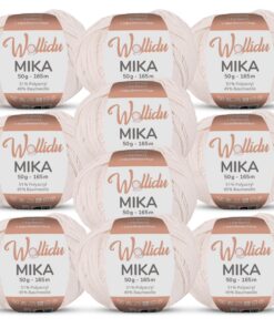 Wollidu Mika Naturweiß Strickgarn - Oeko-Tex Standard 100 für Häkeln und Stricken 10x 50g/165m