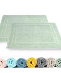 Badvorleger Set 2 TLG. | 100% Baumwolle Frottee Duschvorleger 50x70 cm | Schnelltrocknend, Saugfähig und Waschbar (Celad