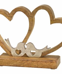 Spetebo Deko Doppelherz aus Mango Holz - Holzherz Tisch Deko für Liebhaber - Überraschungsgeschenk bei Romantikdaten