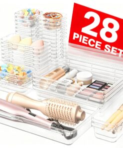 A-LuGei Transparent 28er Schubladen Organizer Upgrade 5 Größen Global Recycled Standard Schminktisch Make Up Bad Küche