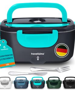TRAVELISIMO Heizfähige Elektrische Lunchbox für Arbeit und Reise, 1,5L 3-in-1 Heat Box