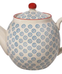 Bloomingville Teekanne Emma Retro groß fürVintage Genuss blau Keramik 1200ml | Bloomingville Teekanne Emma Vintage groß