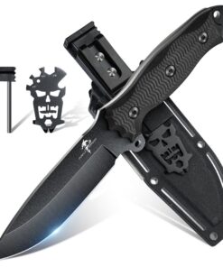 Purple Dragon Outdoor Messer Survival Feststehendes Gürtelmesser mit Kydex Scheide Schwarz Purple Dragon Outdoor Jagdm