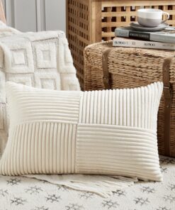 Beige Kissenbezug 40x80 cm Weich Kordsamt Dekokissen für Sofa und Schlafzimmer ohne Füllkissen