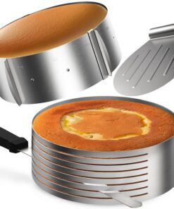 Menz Tortenzubehör 4-teiliges Set Edelstahl Kuchenschneidehilfe Hochverstellbar 8,5 cm Verwendung bei Familienfeiern und