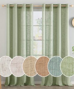 MIULEE Gardinen Vorhänge Halbtransparenz Raumteiler Wohnzimmer Kinderzimmer 2er Set Grün 225x140 cm