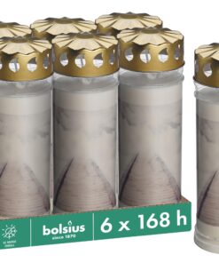 Bolsius Grablicht Nr7 - Weiß - 6 Stück - 168 Std. Brenndauer - Unparfümiert - Ohne Palm Öl - Trauerkerze & Gedenkstätten