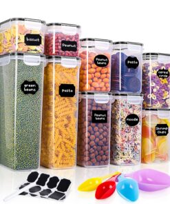 Vorratsdosen Set 10er Luftdicht (2x0.8L+2x1.4L+2x1.6L+2x2L+2x|8L) mit Etiketten & Messlöffel